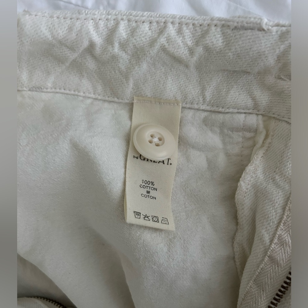 THE GREAT. Frayed Ranger Raw Hem Cropped Pant Cream 29 - Picture 7 of 8